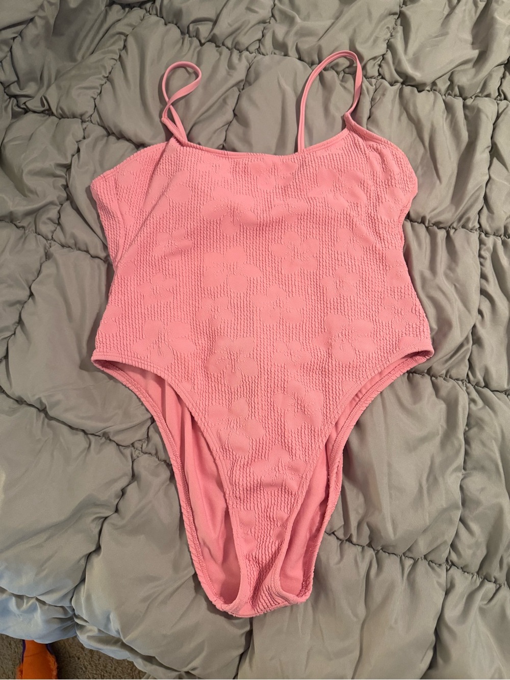 No Boundaries Pink Textured Floral One-Piece Swimsuit